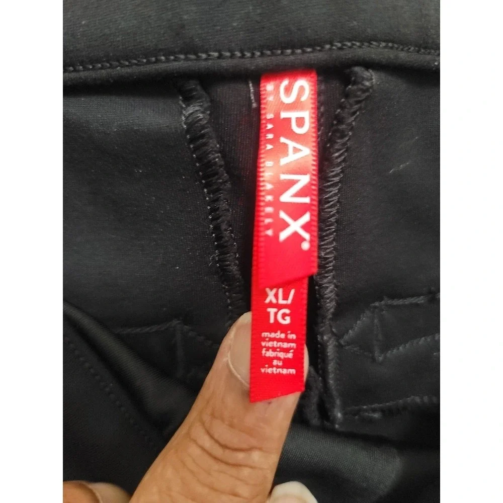 SPANX Black Ankle-Length Stretch Pants‎ With Elastic Waist Size XL/TG
